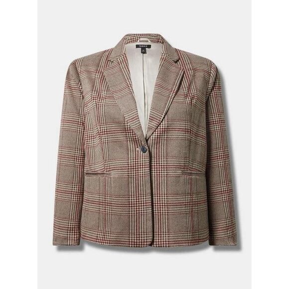 NWT Torrid Jacquard Double Knit Blazer Plus Size 6 Plaid Stretch Boucle Jacket - Picture 1 of 6
